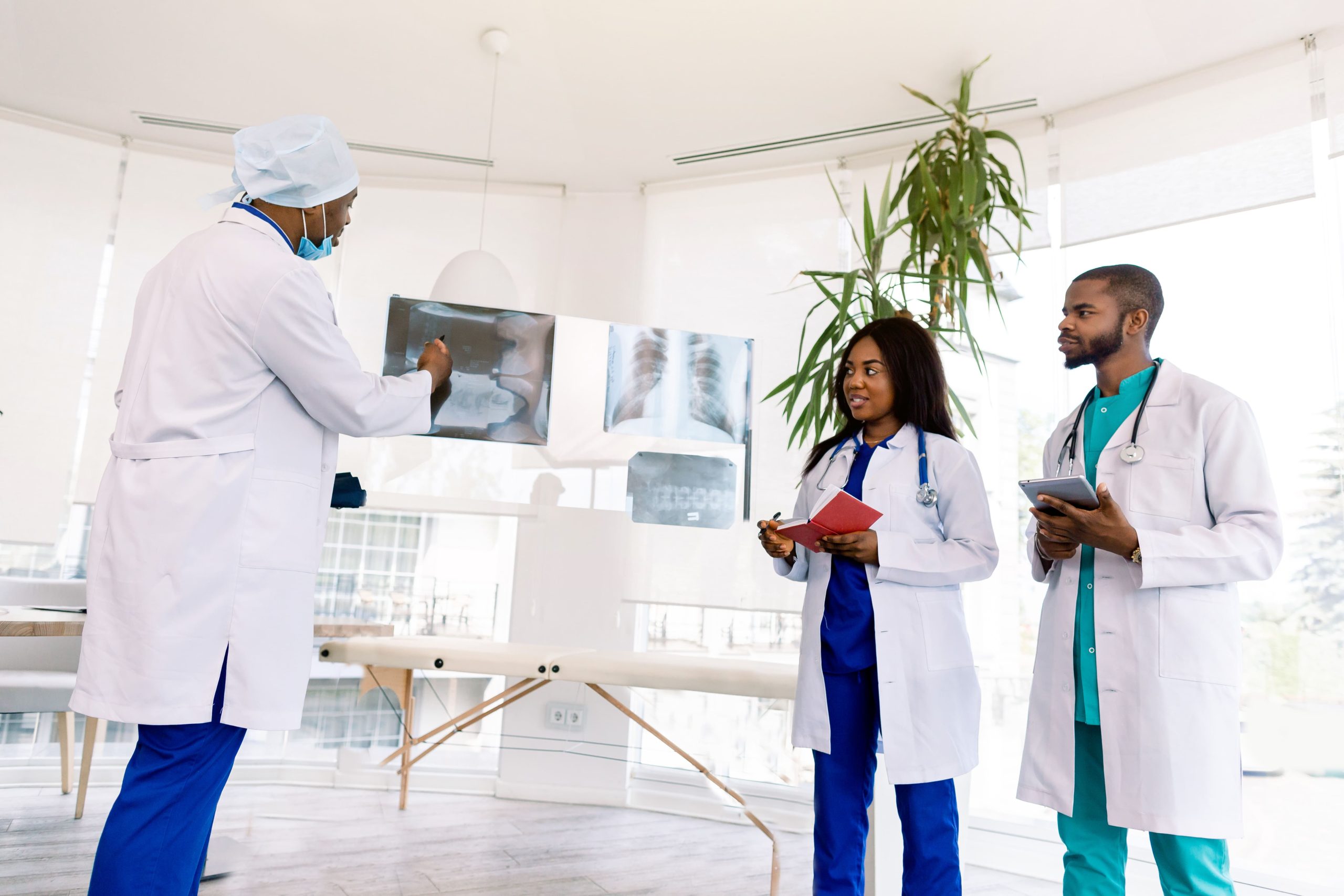 Healthcare professional at a workstation
